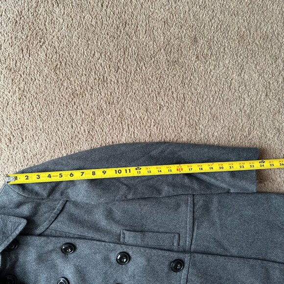 Nine West Pea Coat Womens 4 Wool Blend Notch Double Breast Grey - Picture 9 of 13